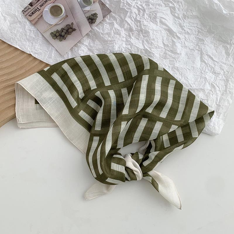 Silk Scarf Neck Small Square Scarf Spring and Summer New Floral Polka Dot Small Scarf Literary Headscarf Headband Bag Strap