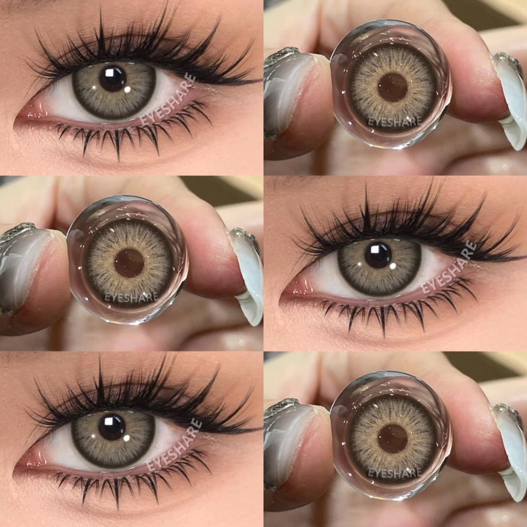 Eyeshare Коричневые цветные контактные линзы Натуральные мягкие контактные линзы для глаз Модное украшение 14,2 мм Годовые 2 шт.=1 пара
