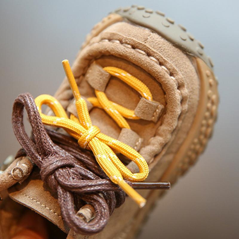 Winter Baby Boots For Boys Leather Colorful Shoes Lace Little Kids Shoes Short Fur Warm Cotton Toddler Children Boots