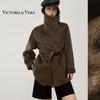Women's Double-Faced Wool Blend Convertible Collar Coat
