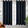 Set of 2   Room Darkening Thermal Insulated Polyester Blackout Curtain  (Navy Blue)