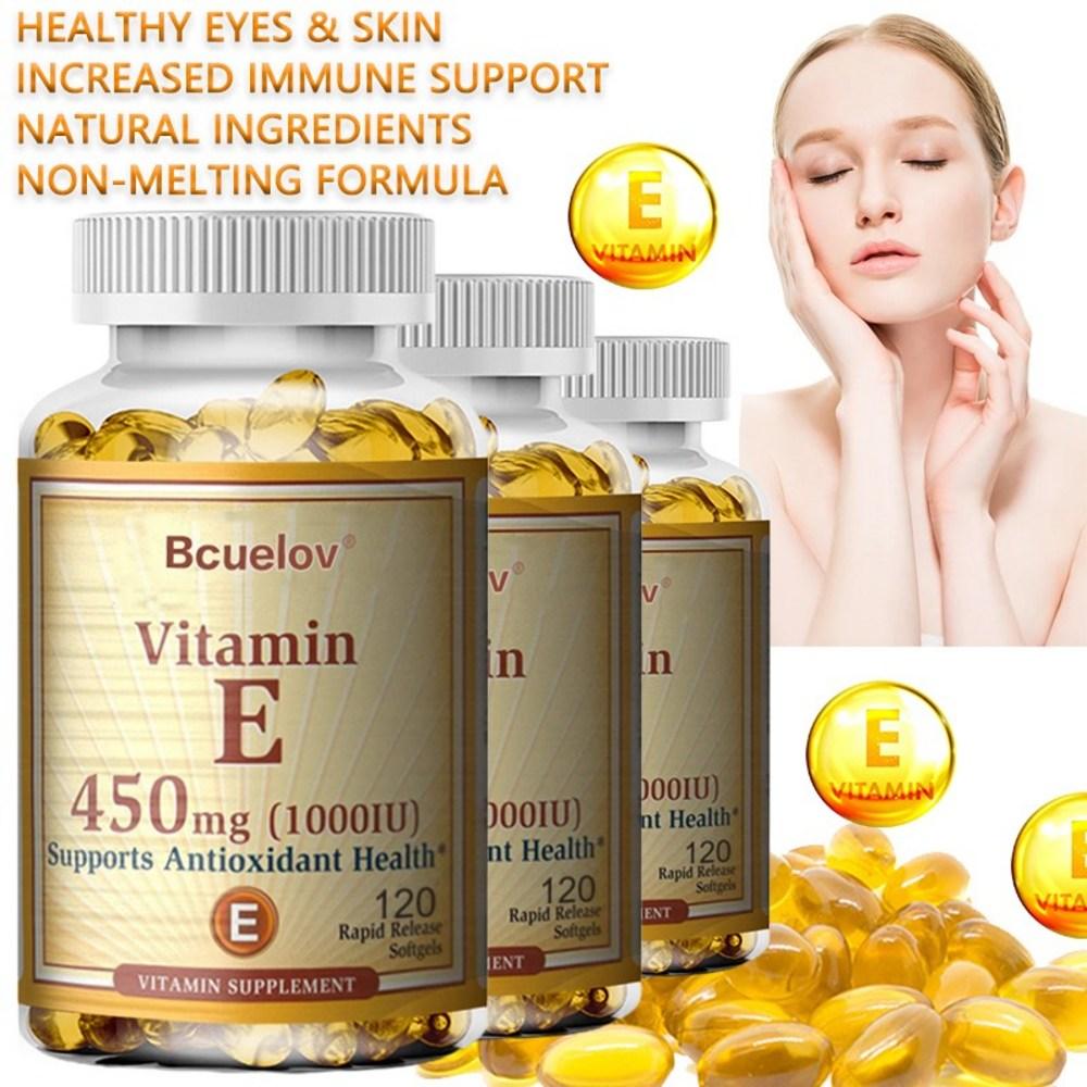 Vitamin E 450mg 1000IU - Boosts immune function, antioxidant, improves cell health and skin texture, supports eye | 120 tablets 3 pcs