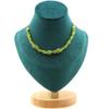 Stones and Minerals. Necklace 20 Pearls Peridot from Myanmar (Burma) Steel Chain Necklace Women, Men. Customizable Size.