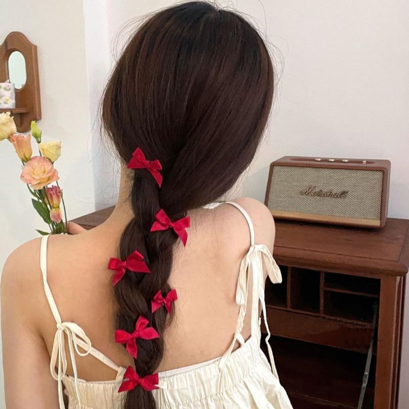 6 шт./компл. головной убор с мини-бантом для девочек, однотонные аксессуары для волос, милые заколки для волос, усовершенствованный головной убор принцессы, заколка для волос