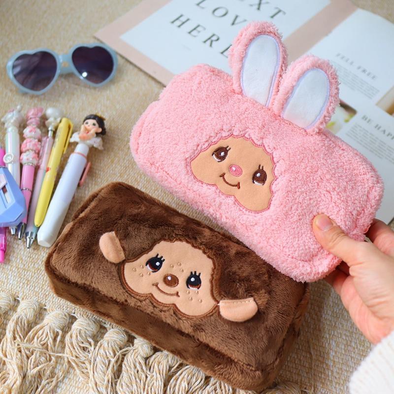 Monchichi Stationery Storage Bag Cute Monkiki Pencil Case Monchhiki Pouch Storage Student Gifts Kawaii Cosmetics Storage Bag