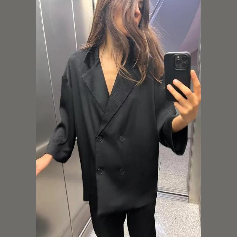Женский тонкий повседневный пиджак, модный мятый пиджак с длинными рукавами и отложным воротником, свободный, для поездок на работу, осень, новая мода