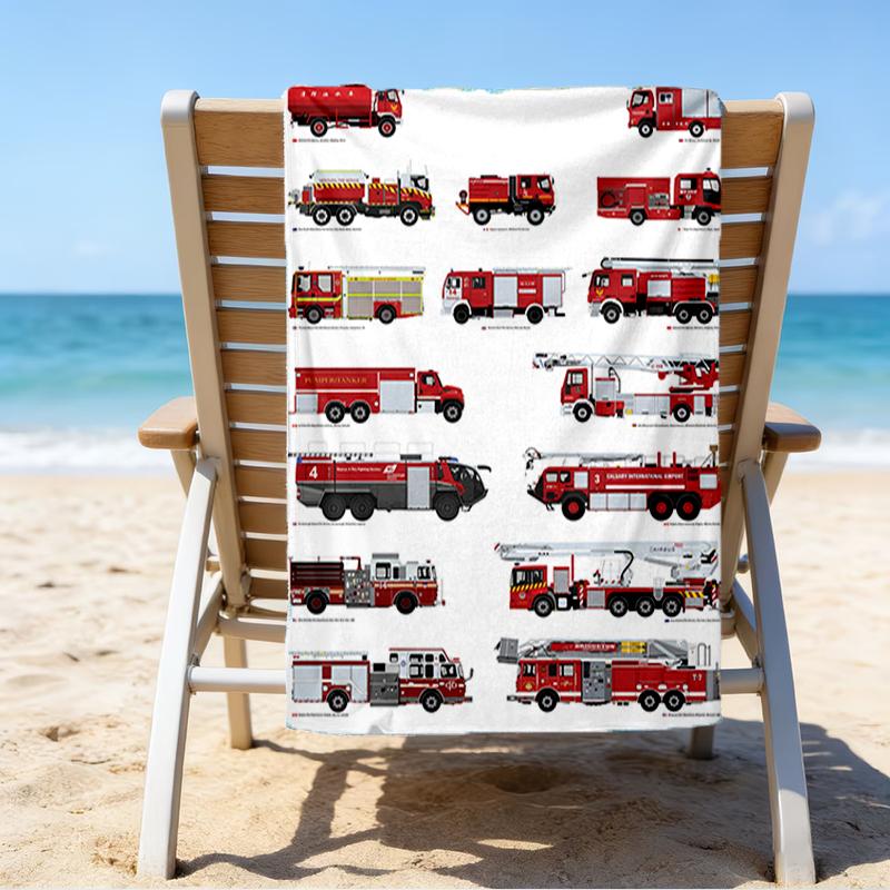Ultra-Soft Beach Towel with fire truck Theme,Ideal for Pool - Camping, Diving - Perfect Travel Essential, Vibrant Beach Towel.