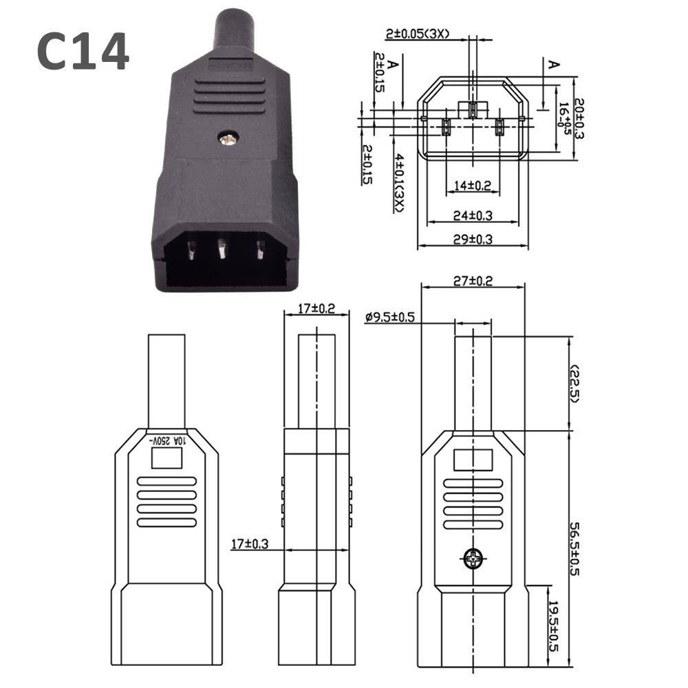 IEC 320 C13 C14 Входная розетка-вилка питания Перепаиваемая 3-контактный электрический Разъем Папа/Мама с Красной Лампой Клавишным Переключателем 10А Предохранитель