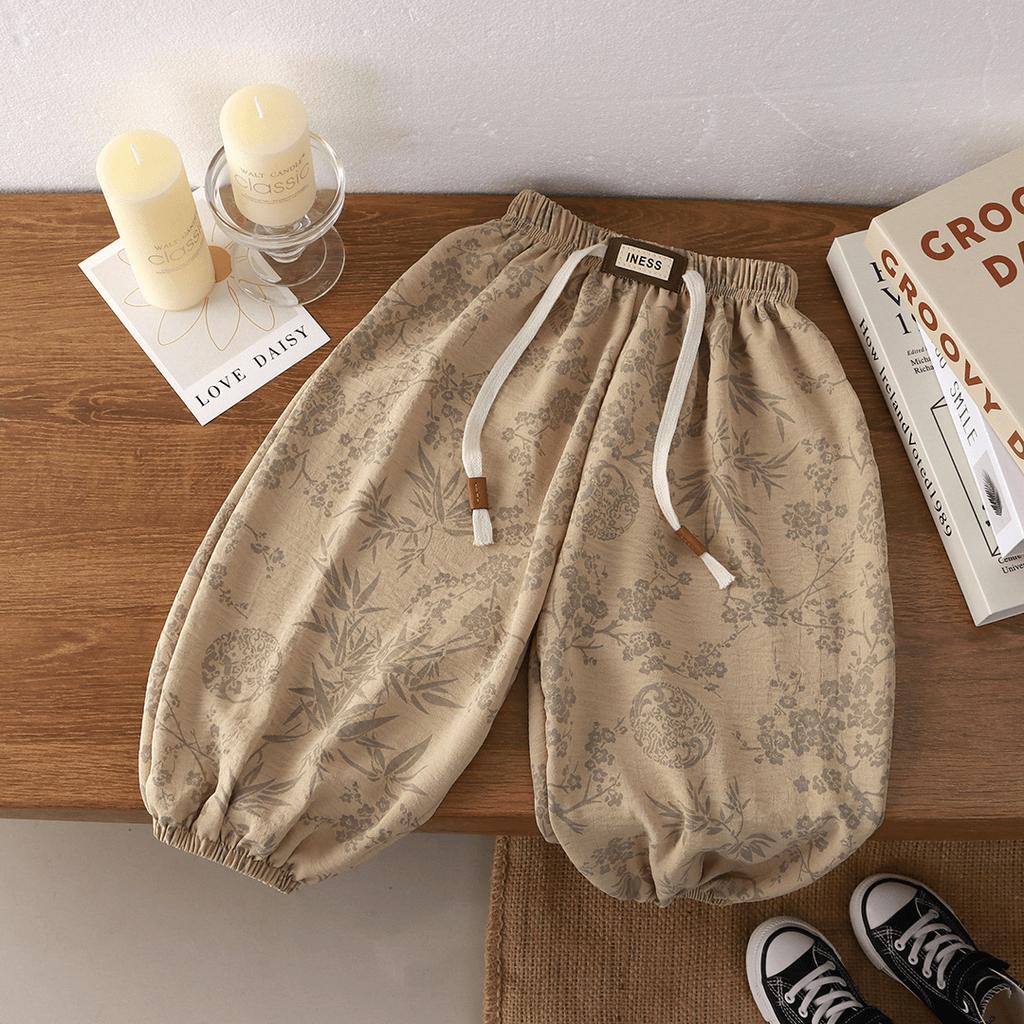 Children's Summer Loose Casual Pants Middle and Small Children Soft Mid-waist Anti-mosquito Pants