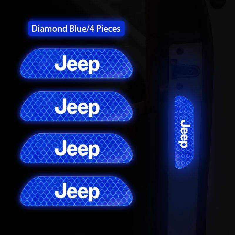 Для Jeep 4 шт. Светоотражающая наклейка на дверь автомобиля Предупреждение о безопасности Отражатель Метка Для Jeep Grand Cherokee Wrangler JK Gladiator Compass