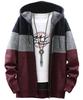 J-Store Men's Plus Size Long Sleeve Knit Hoodie with Zip-Front, Two-Tone Design, Red, Size XL (1A-J31)