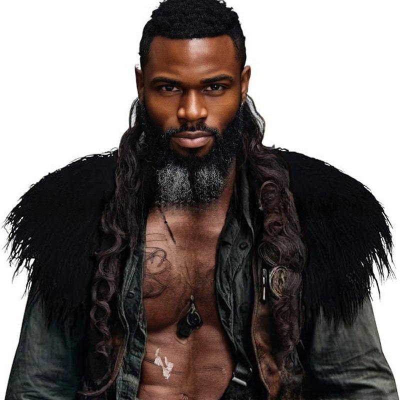 1Pc Viking Shawl Stage Performance Halloween Role Play Shoulder Wrap Medieval Warrior Collar Faux Fur Men Cape