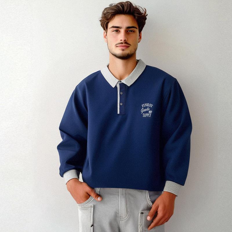 Men's Long Sleeve Polo Shirts Business Casual Work Pullover Shirts Moisture Wicking Golf Shirts for Men Loose Fit Button Up Collared Tee Shirt