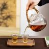 Japanese Style Hammered Texture Glass Teapot with Rattan Handle, Stovetop Safe Kettle for Induction Cooker Home Decor