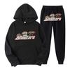 Men Women Streetwear Hooded Tracksuit Set Red Black Tiger Print Sweatshirt Pants Casual Outfit