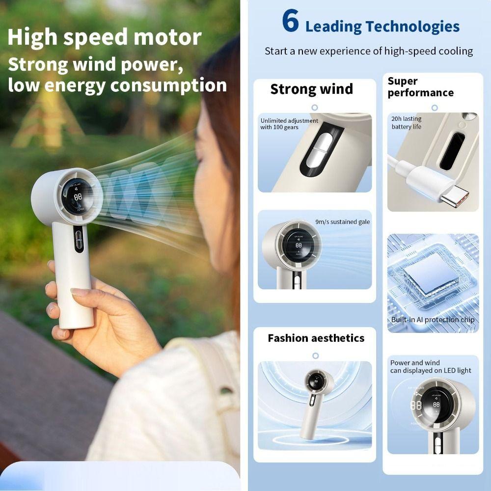 100 Winds Speeds Handheld Fan Portable Cooling Fan New Mini Turbo Fan  Outdoor