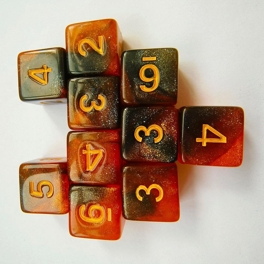 10 шт./набор 16 мм 6-гранные двухцветные цифровые игральные кости звездное небо квадратные акриловые игральные кости Ктулху для настольной игры Dnd COC TRPG набор игральных костей DND