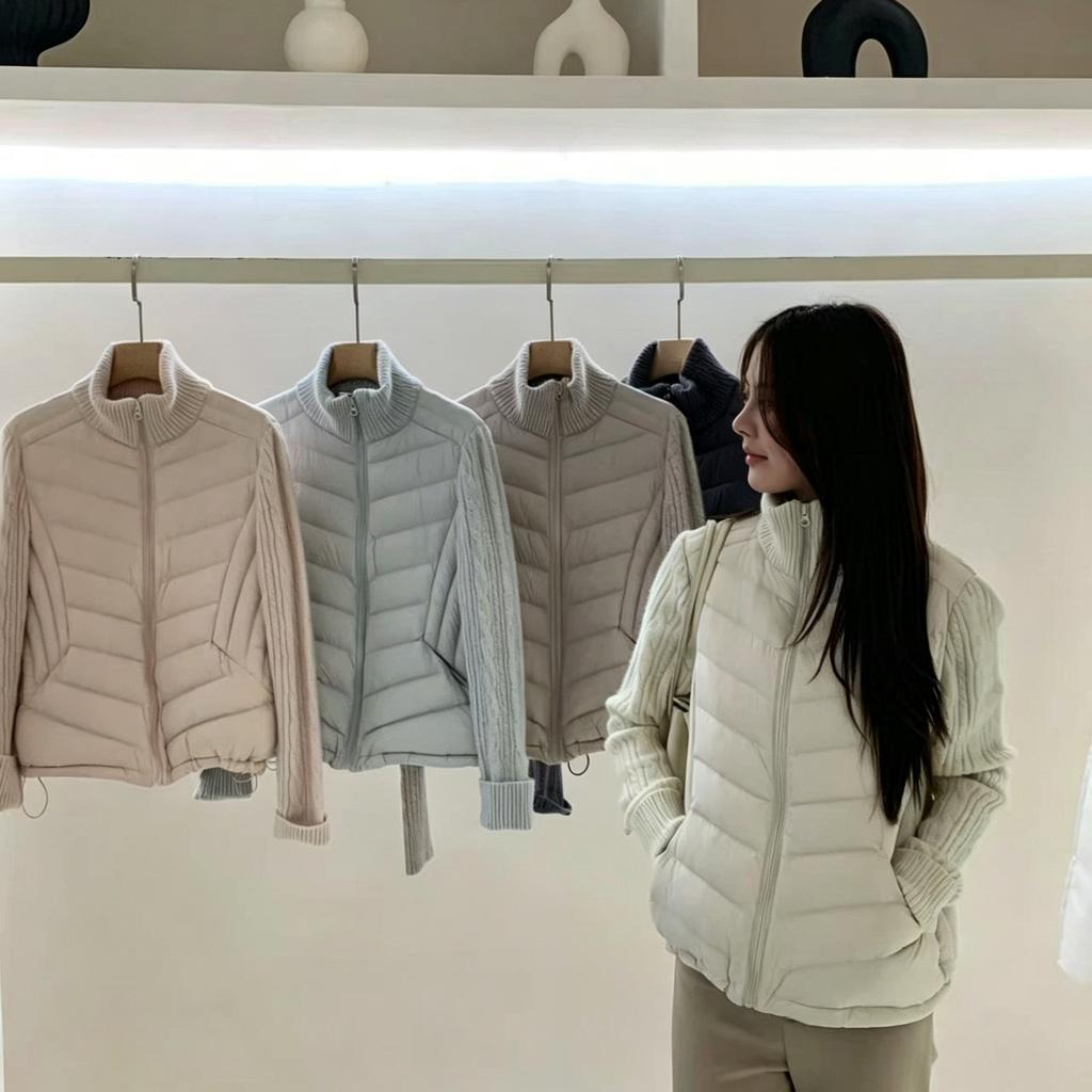 Yu Yan, Dongdaemun light and thin knitted down jacket for women's loose and thin autumn coat