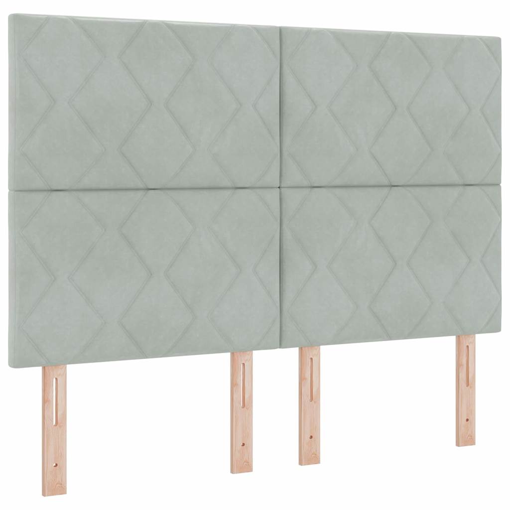Box Spring Bed with Headboard Light Gray 160 x 200 cm Velvet