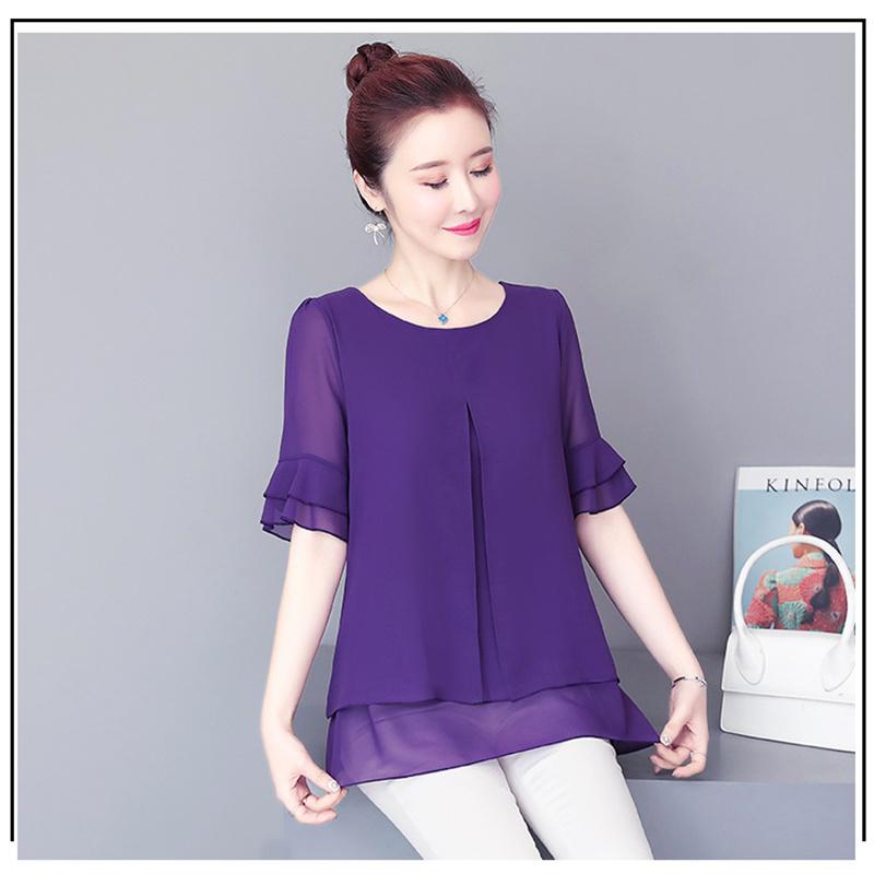 2022 Блузка, свободный топ, женские шифоновые рубашки с рукавами-бабочками, летняя женская одежда средней длины, новая корейская рубашка, топы с рюшами