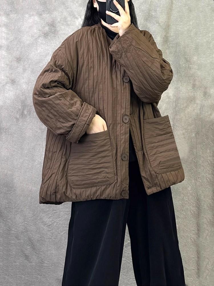 Autumn Spring Winter Cotton Padded Oversized Outerwears Women Casual Loose Jacket Coat