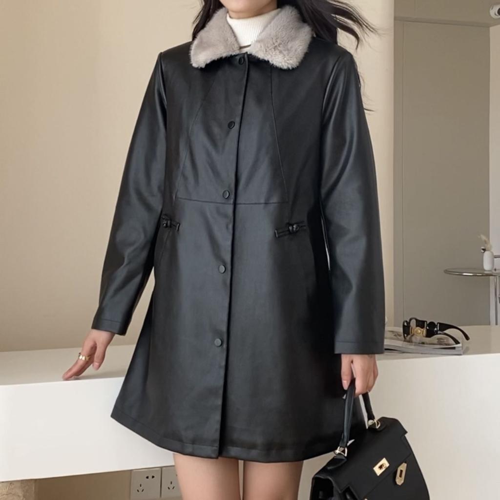 Женская шуба из толстого бархата для зимней моды, кожаная ветровка средней и длинной длины