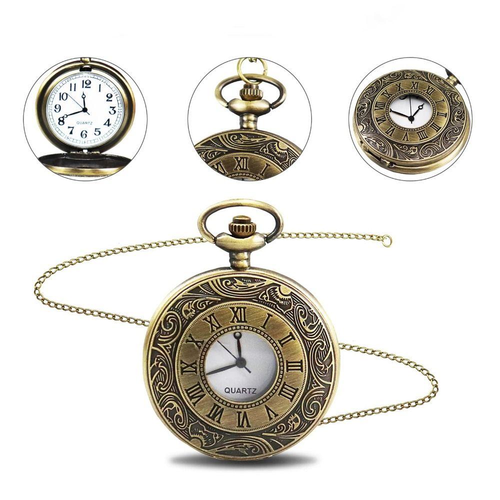Quartz Pendant Vintage Pocket Watch Roman Scale Display Retro Hanging Watch  Men's Gift