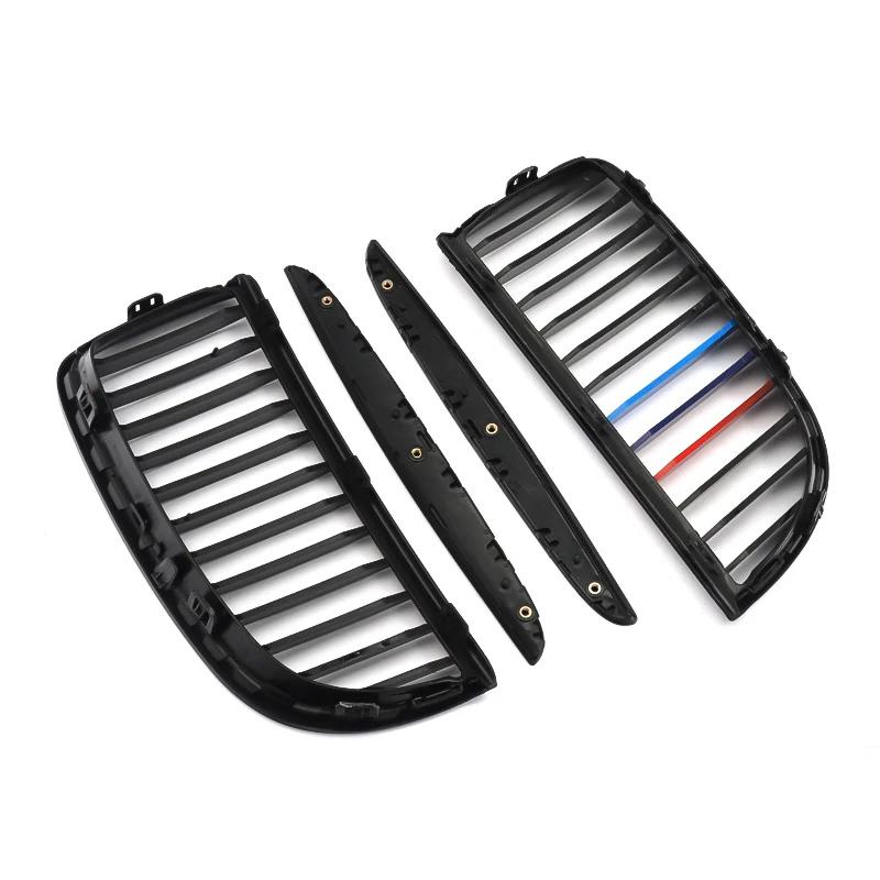 MAGICKIT Kidney Grill Gloss Black with M-Color Fins AD37 Glossy Black ABS For BMW 3 Series E90 Sedan 4-DOOR 2005-2008 CAR Accessories