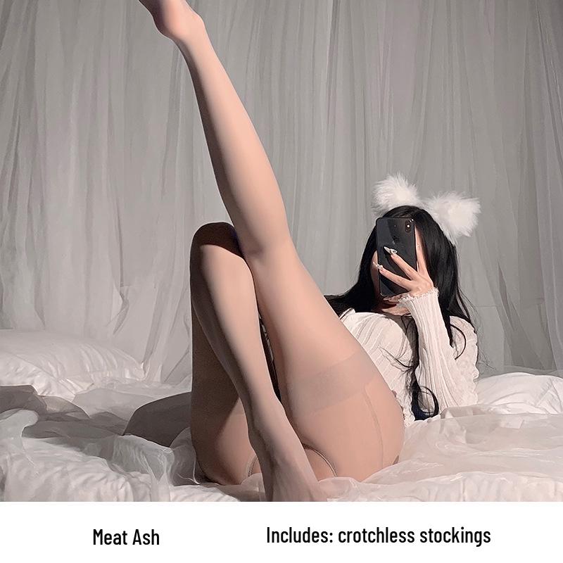 Ziqu Fun Lingerie: Сексуальные чулки с имитацией подвязок и открытой ластовицей с цветными блоками 5036.