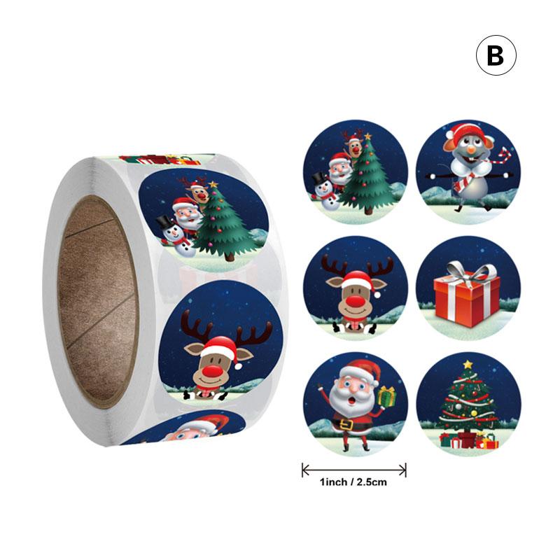 500 шт. 1 дюйм круглые рождественские наклейки с изображением Санта-Снеговика, записки, дневника, канцелярские товары, спасибо, наклейка, день рождения, рождественский декор