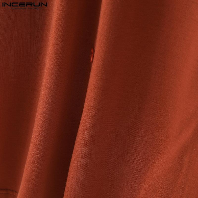 INCERUN Большие летние мужские квадратные воротники с коротким рукавом, регулируемые пуговицы, повседневные свободные топы, футболки