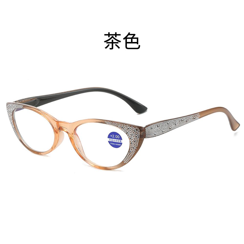 Очки для чтения «кошачий глаз» с защитой от синего света для пожилых людей, очки для чтения с бриллиантами, женские весенние зеркала для чтения с высоким разрешением