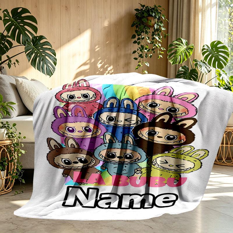 Custom Name Personalized Labubu Print Blanket, Home Decor, Bedroom, Sofa, Camping, Couch, Gifts for Birthday Christmas
