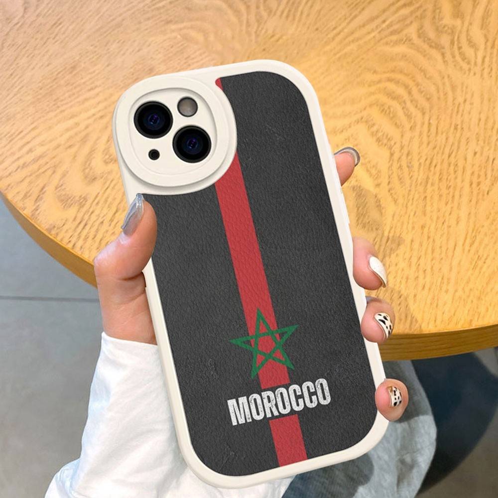 Morocco Map Flag For IPhone 16 15 14 13 12 11 Pro Max Plus Shockproof Leather Soft Phone Cover
