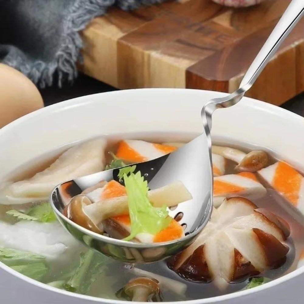 Curved Handle Design Soup Spoon Long Small Tools Household Colander Spoon  Kitchen Supplies