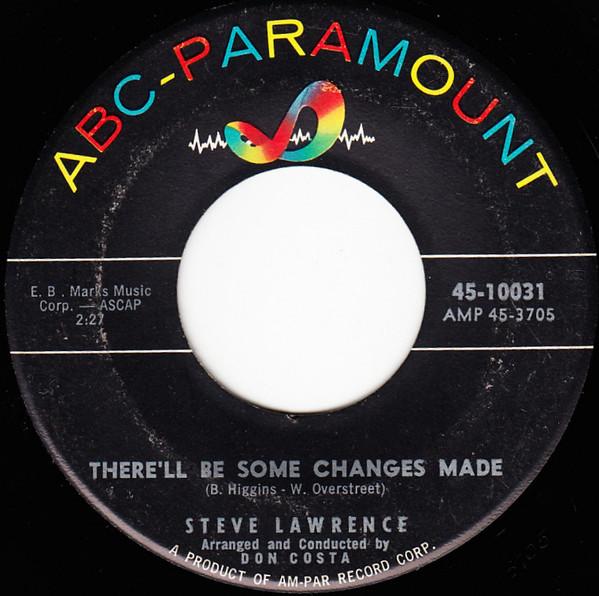 7inch Record STEVE LAWRENCE - There'll Be Some Changes Made / You 4510031 ABC-Paramount 1959 US Pop Used