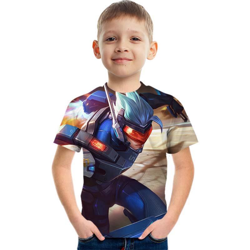 Летняя забавная детская футболка с короткими рукавами, повседневные детские футболки с 3D принтом животных, одежда, футболка для мальчиков и девочек