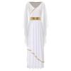 Womens Ancient Greek Beauty Dress V Neck Sleeveless Gold Trims Toga Greece Roman Queen Cosplay Costume