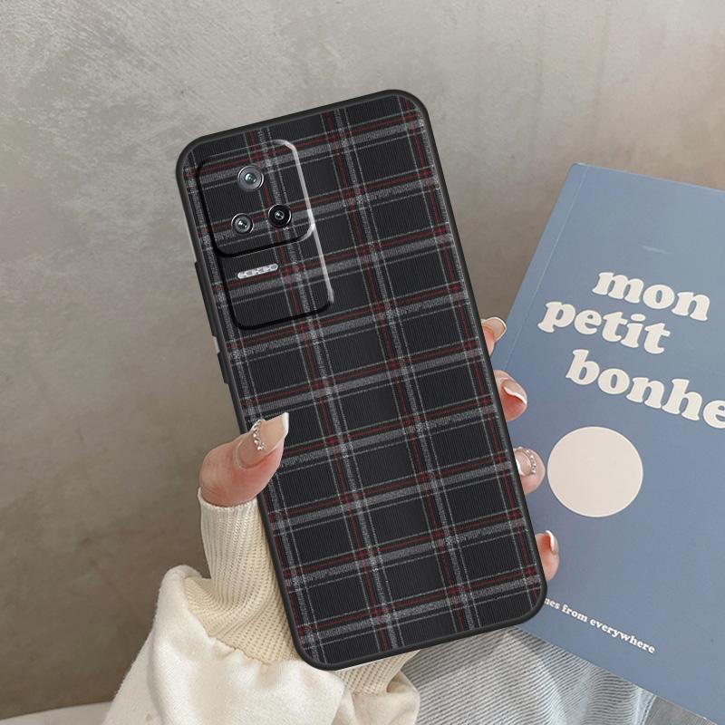 Чехол с клетчатым узором и полосками для Xiaomi 15 Ultra 13T 14T 15T 13 14 Pro 17 Pro Max POCO X7 Pro X5 X6 F5 F6 F7