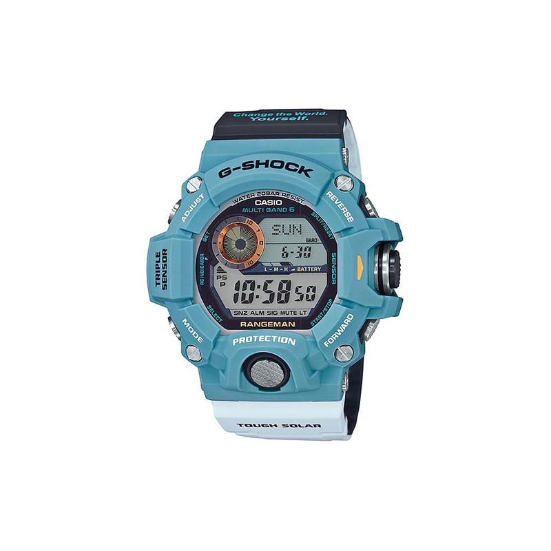 Casio Серия G-SHOCK водонепроницаемость 200 метров солнечная батарея кварцевый механизм полимерный ремешок одинаковый стиль для мужчин и женщин серый циферблат GW-9402KJ-2JR