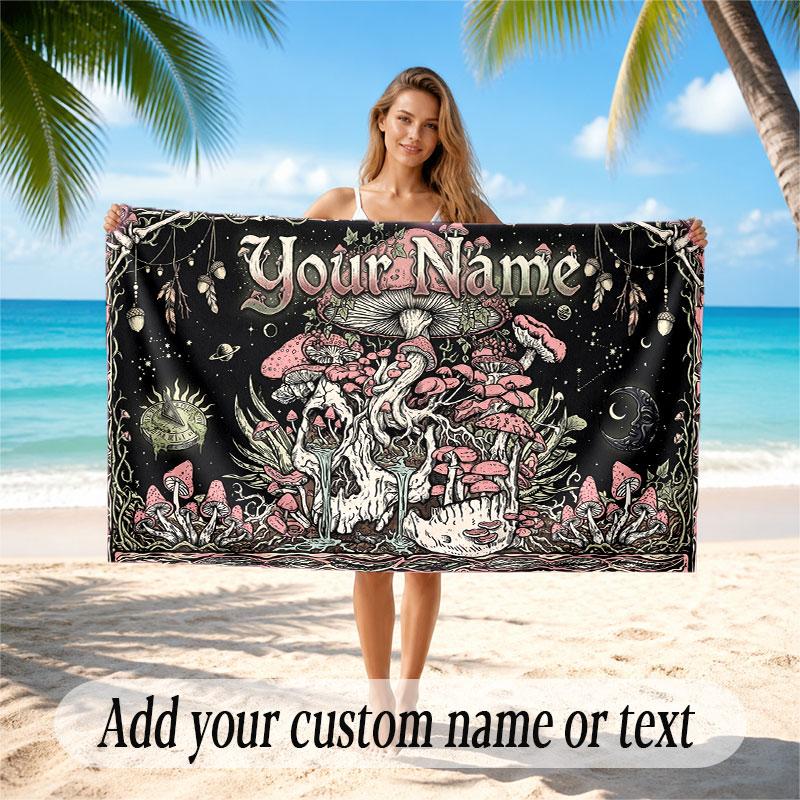 Fantasy Adventure Theme Beach Towel Personalized Custom Name & Text Soft Quick Dry Beach Towel for Swimming Travel