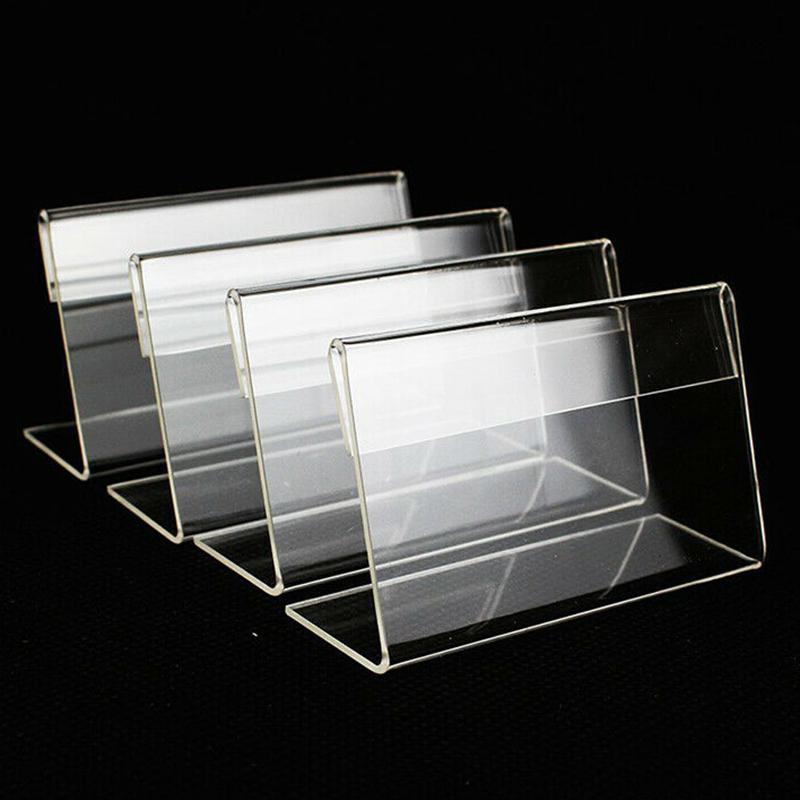 25Pcs 6*4cm Acrylic L Shape Table Sign Display Stand Name Price Card Holder For Retail Buffet Clear Price Card Tag Label Stand