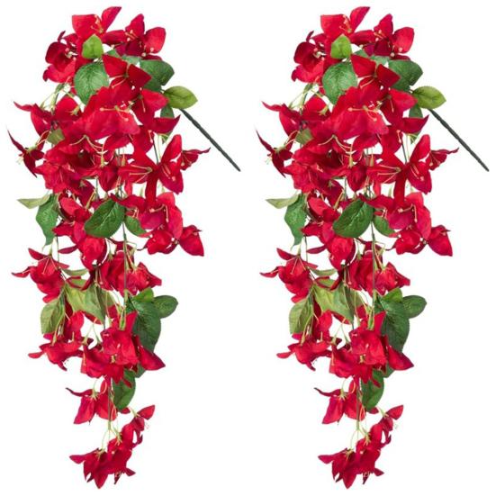 2 шт. подвесной искусственный бугенвиллея Speetabilis устойчивый к ультрафиолетовому излучению реалистичный искусственный цветок для свадебной вечеринки в помещении, на открытом воздухе, в саду, дворе, украшение из искусственного цветка
