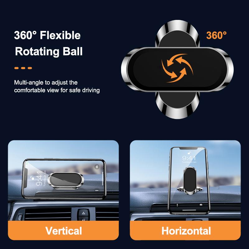 Магнитный автомобильный держатель для телефона, мини-подставка в форме полосы на 360 градусов, металлический магнит, GPS, автомобильное крепление, настенный кронштейн для офиса, спальни