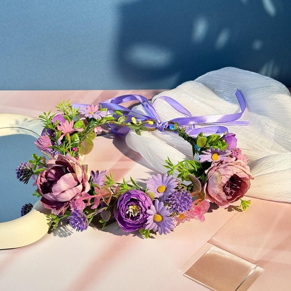 Flower Flower Wreath Adjustable Ribbon Garland Headpiece Hair Accessories Photoshoots Props