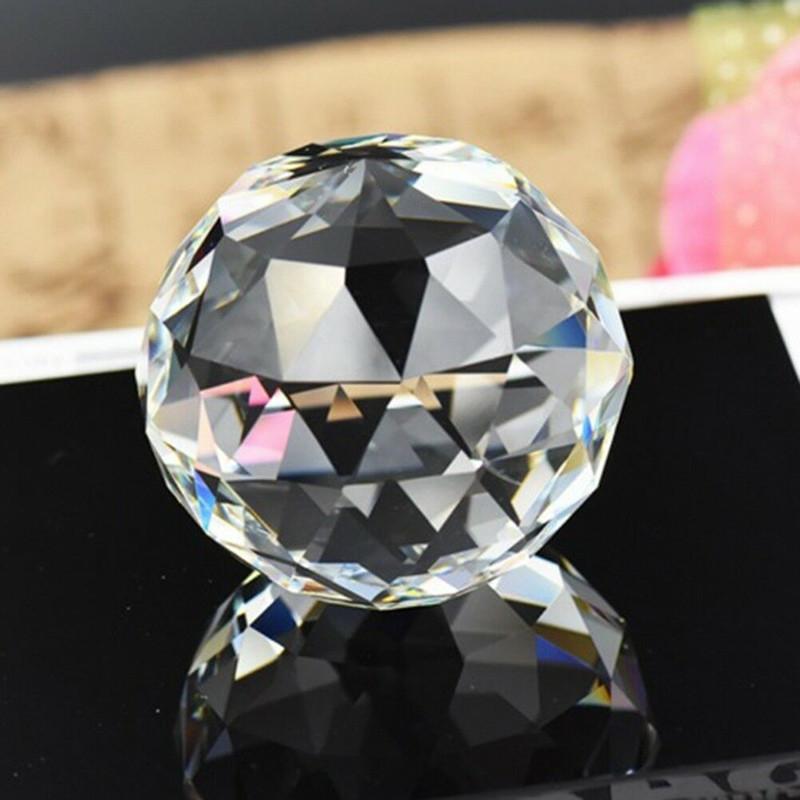 Crystal Cut Clear Sphere 50mm Faceted Gazing Ball Prisms Suncatcher Home Decor