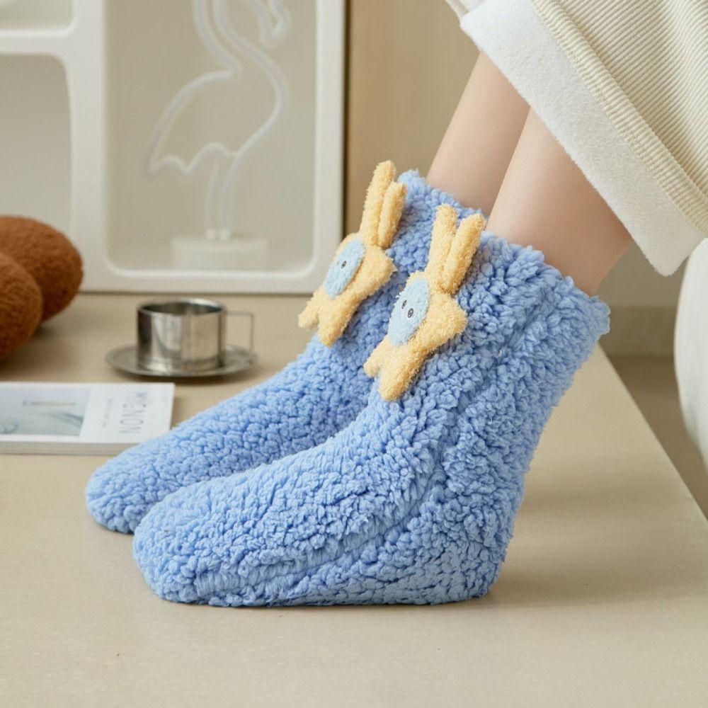 Cartoon Funny Tube Socks Star Coral Fleece Socks Cute Furry Plush Sock Gifts