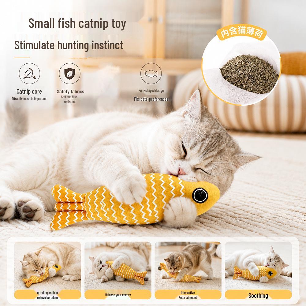 Catnip Fish Teaser Wand: Self-Play Toy for Kitten Boredom & Teething Relief