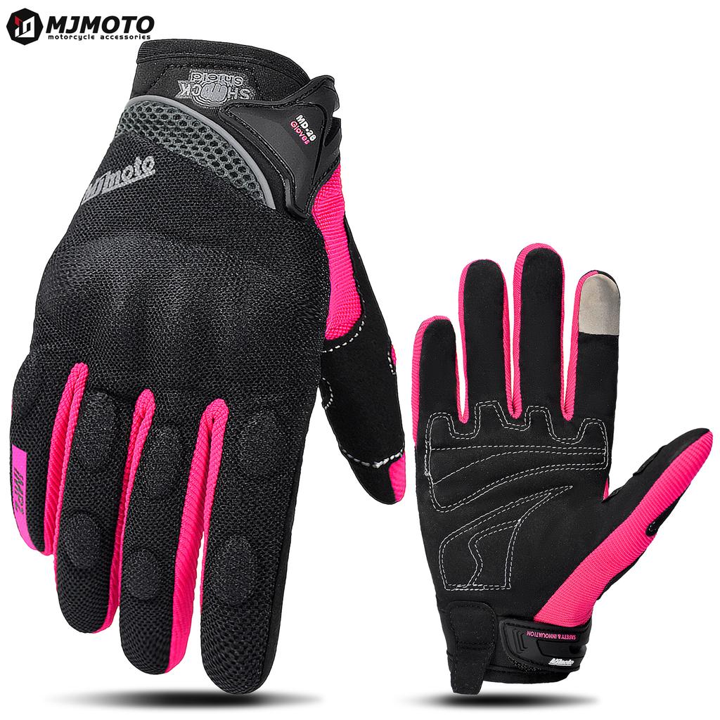 Classic Pink & Black Motorcyclist Gloves Summer Breathable Touch Screen Crash-Proof High-Quality Durable Motorcycle Riding Glove