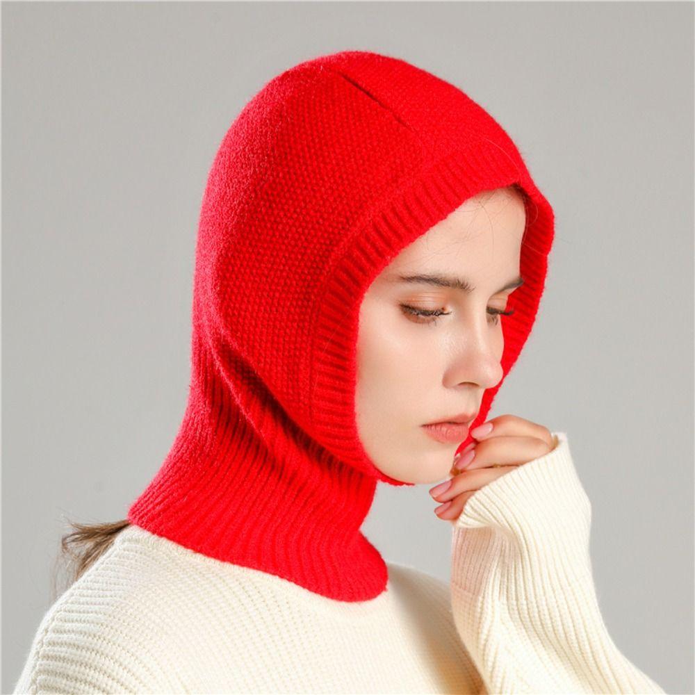 Woolen Balaclava Hat Windproof Neck Collar Beanies Cap Casual Knitted Hooded Cap Male/Female